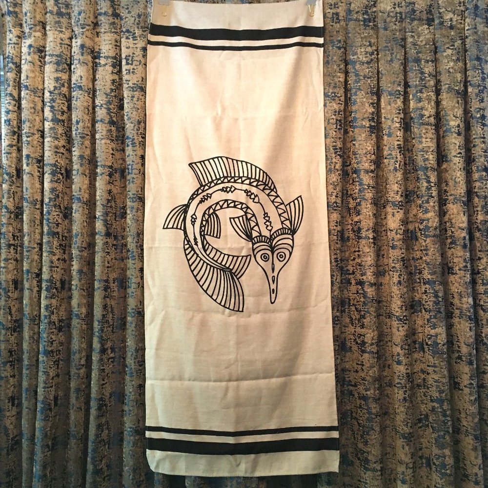 Rare Vintage IKEA Sailfish Black Block Print Towel